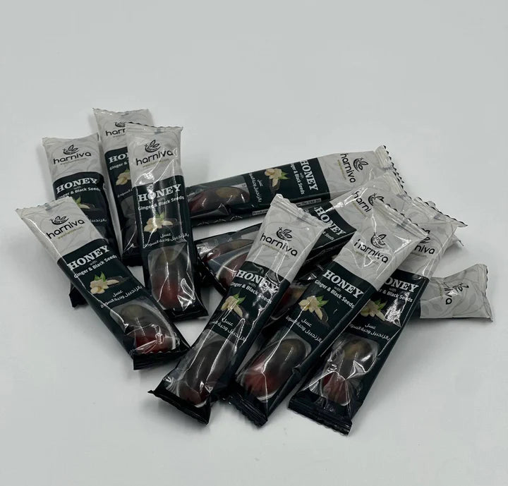 Honey with Ginger & Black Seeds (12 Spoons Per Pack)
